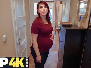 DEBT4k&period; Bank agent gives pregnant MILF delay in exchange for quick adult video