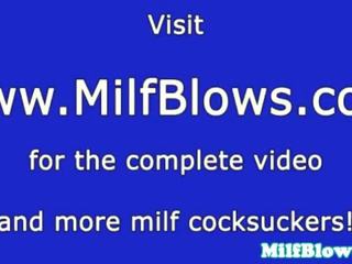 Cocksucking classy milf gets cum on tits