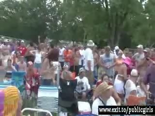 Milfs going Nude in public Party crowd video