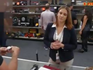 Busty Business lover Fucked At The Pawnshop To Earn Money