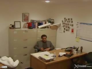 Sexy blonde fucks and sucks pecker in office place