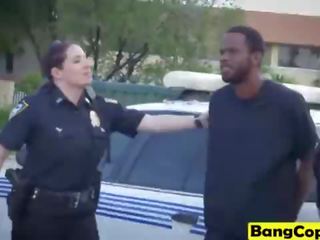 Milf cops sharing big black schlong doggy suck
