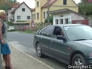 Granny whore is picked up and fucked